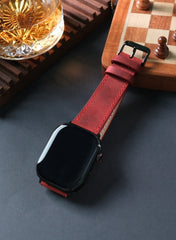 Isnos Genuine Leather Apple Watch Strap - Red - VAGAVE