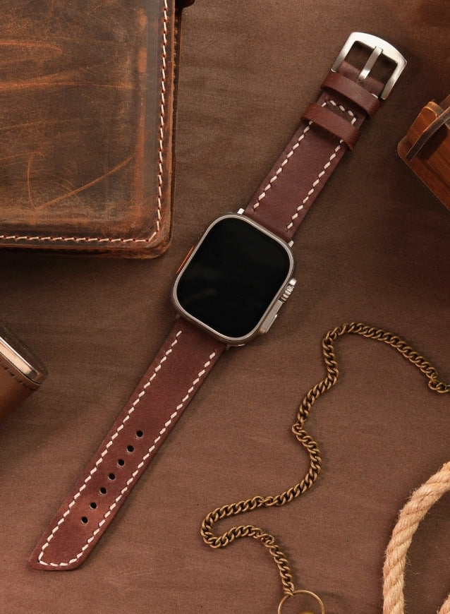 Pueblo Genuine Leather Apple Watch Strap - Brown - VAGAVE