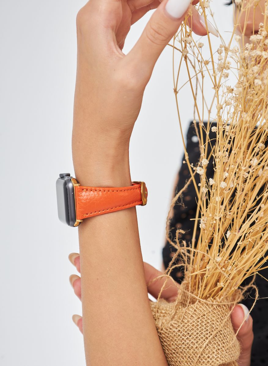 Apple Watch Pupi Leather Women Strap - Orange