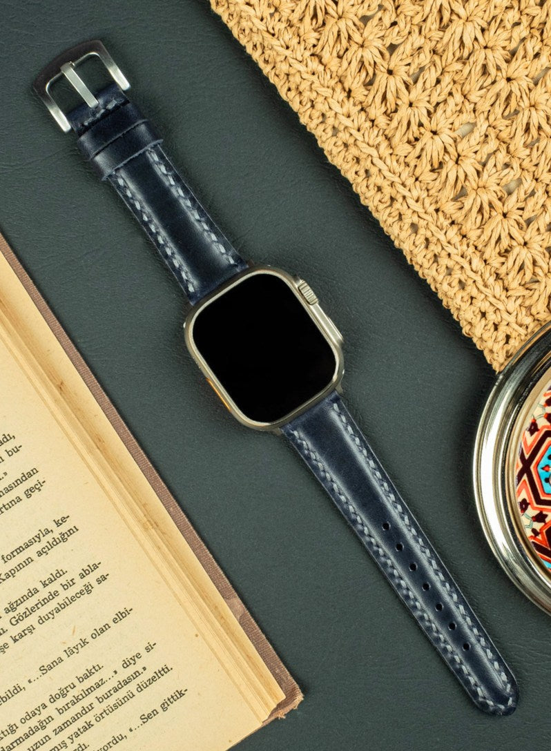 Apple Watch Zuvart Leather Strap - Navy Blue