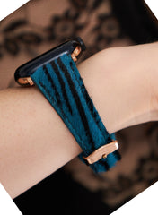 Vadiva Apple Watch Women Leather Strap - Blue Zebra