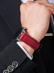 SamCrazy Genuine Leather  Samsung Watch Strap - Red - VAGAVE