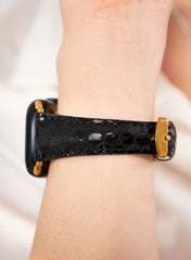 Crop Apple Watch Women Leather Strap - Black