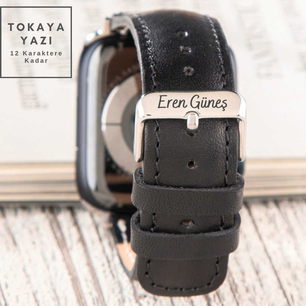 Apple Watch Deri Kordon Siyah - Fullup - vagave