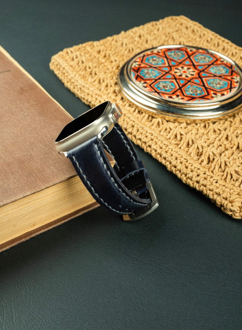 Apple Watch Zuvart Leather Strap - Navy Blue