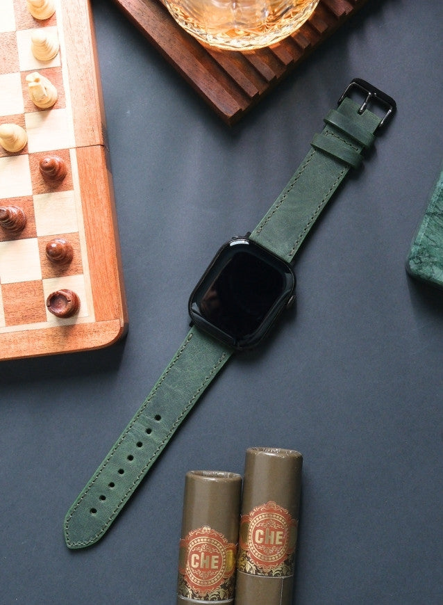 Isnos Genuine Leather Apple Watch Strap - Green - VAGAVE