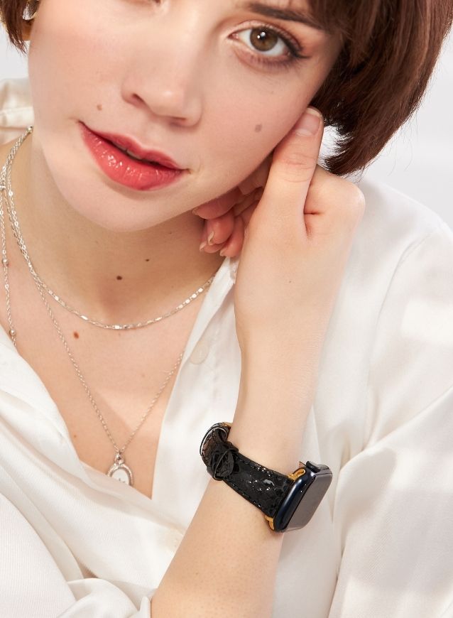 Apple Watch Crop Women Leather Strap - Black