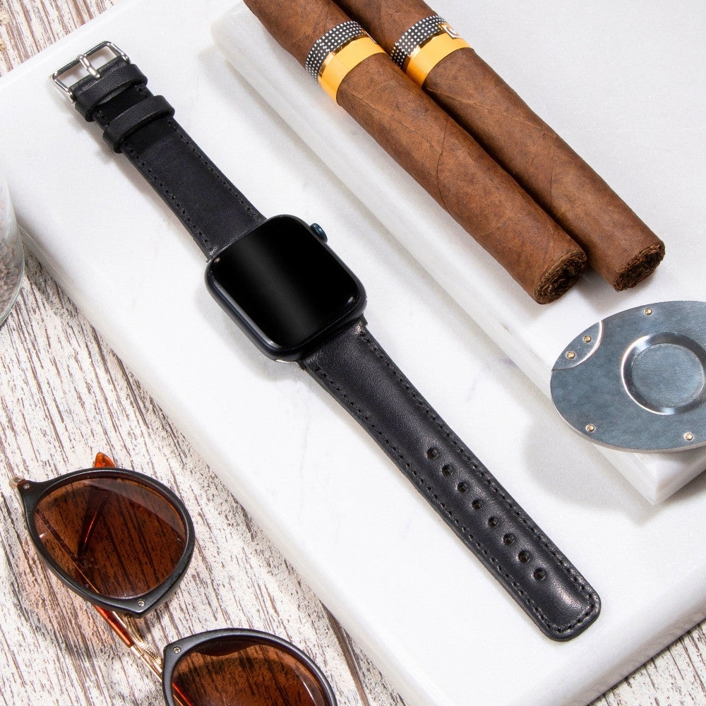 Apple Watch Deri Kordon Siyah - Fullup - vagave