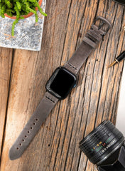 Musap Genuine Leather Apple Watch Strap - Gray - VAGAVE