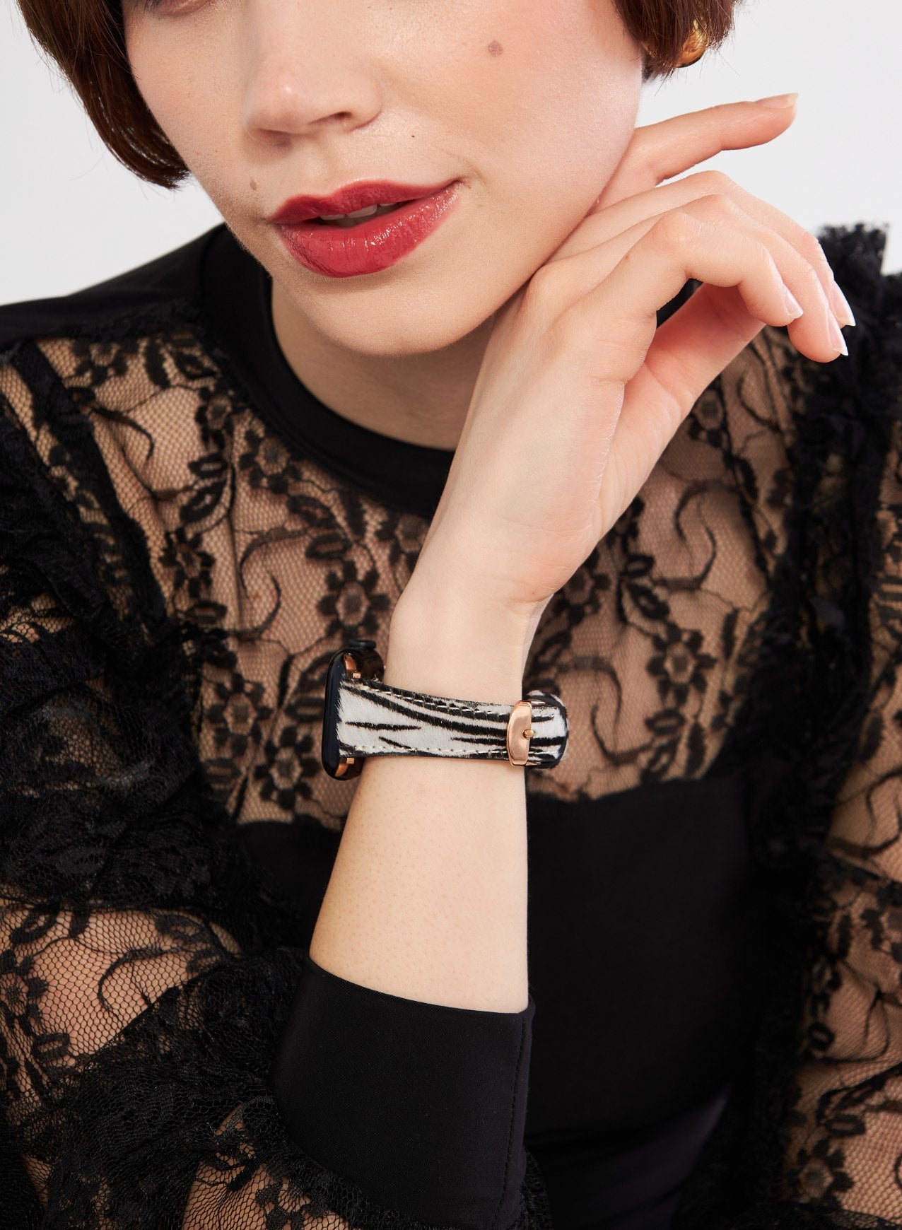 Apple Watch Vadiva  Leather Women Strap - White Zebra