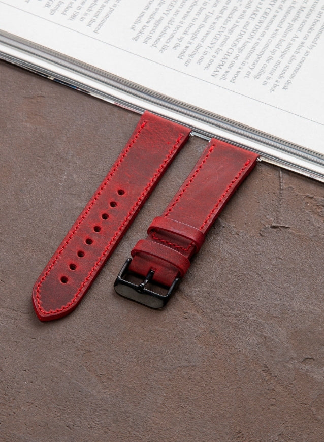 Garmin Watch Crazy Leather Strap - Red