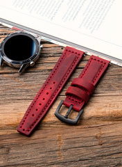 SamCrazy Genuine Leather  Samsung Watch Strap - Red - VAGAVE