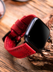 SamCrazy Genuine Leather Apple Watch Strap - Red - VAGAVE