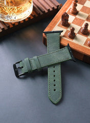 Isnos Genuine Leather Apple Watch Strap - Green - VAGAVE