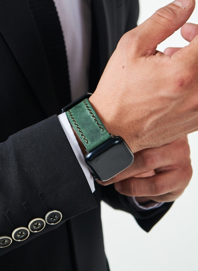 Apple Watch Three Ropes Leather Strap - Green