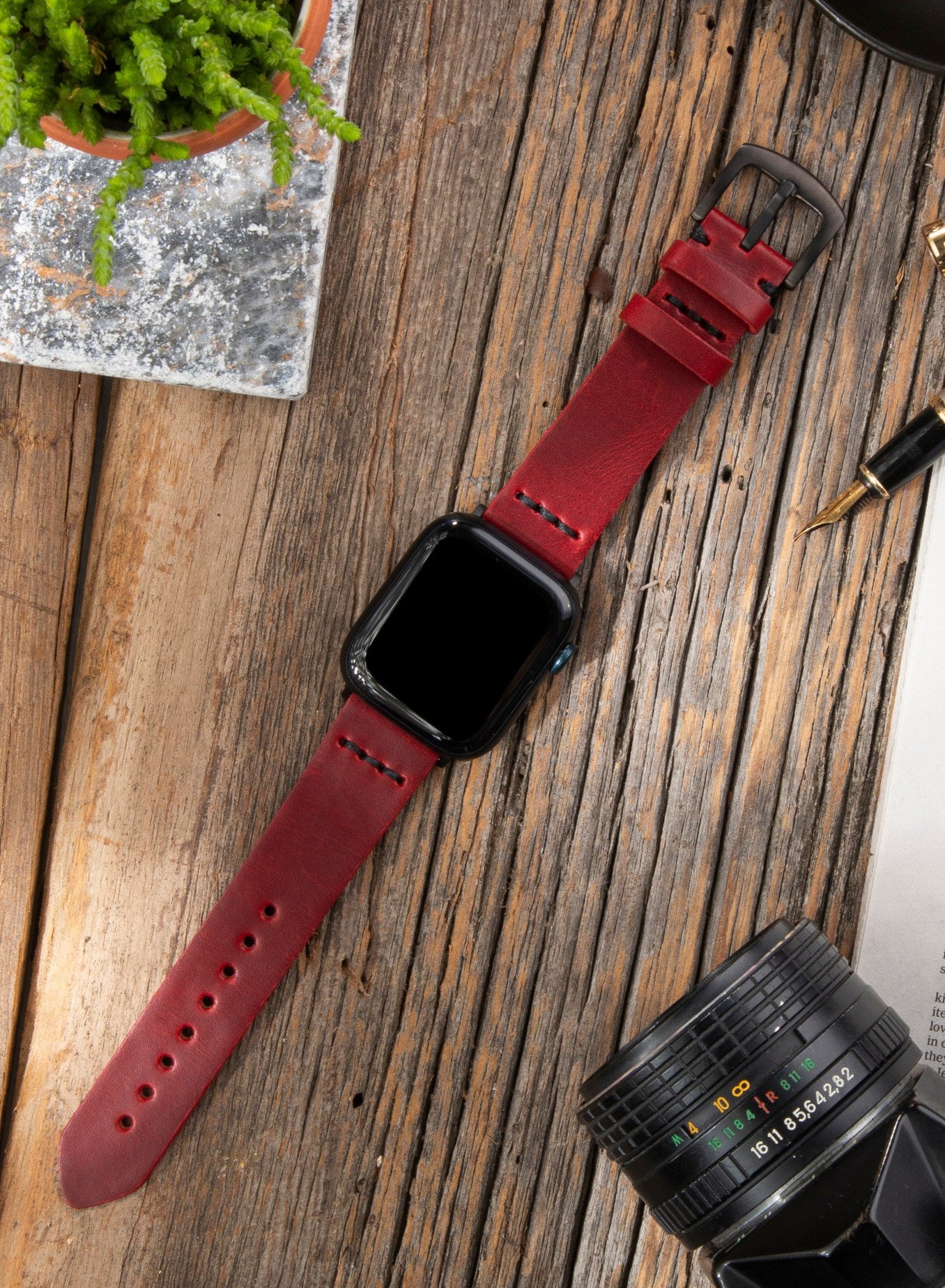 Apple Watch Musap Leather Strap - Red