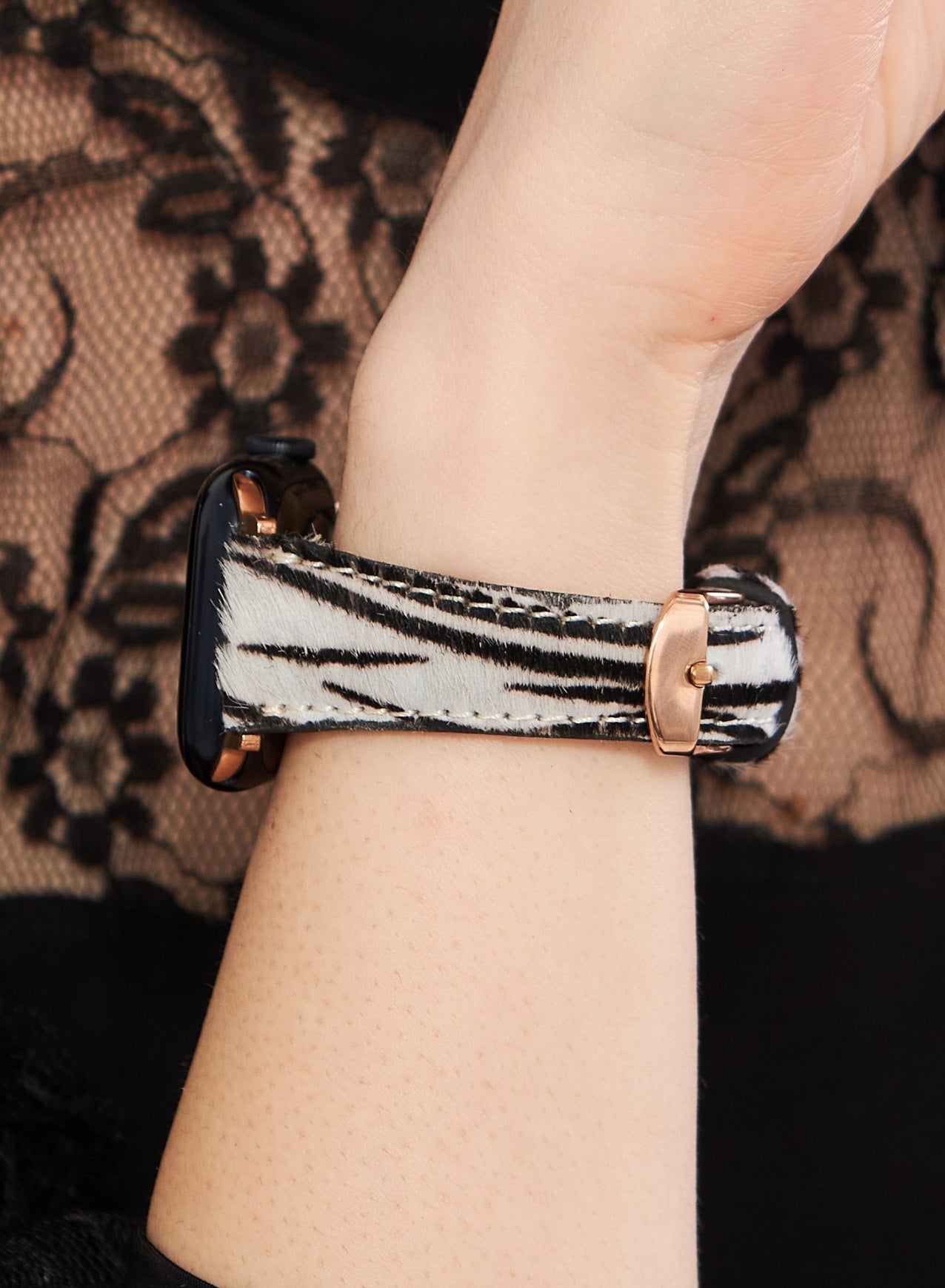 Apple Watch Vadiva  Leather Women Strap - White Zebra