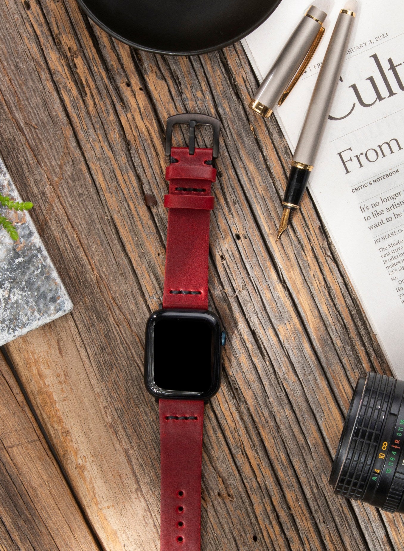 Apple Watch Musap Leather Strap - Red