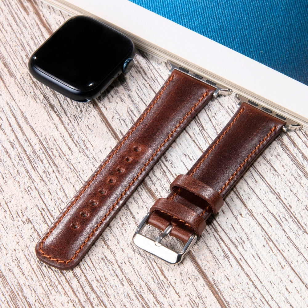 Apple Watch Deri Kordon Kahve - Fullup - vagave