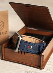 Three Ropes Genuine Leather Apple Watch Strap - Blue