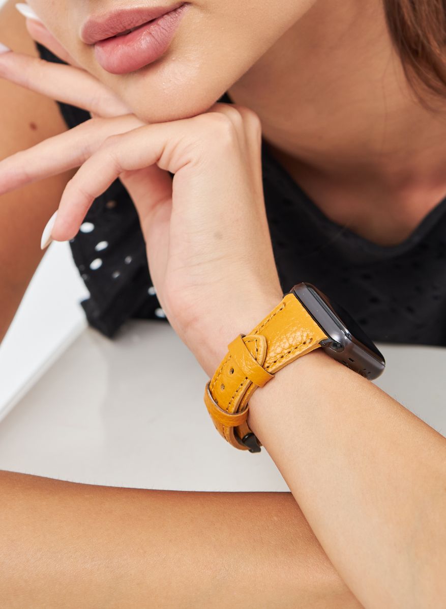 Apple Watch Pupi Leather Women Strap - Yellow