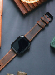 Isnos Genuine Leather Apple Watch Strap - Tan - VAGAVE