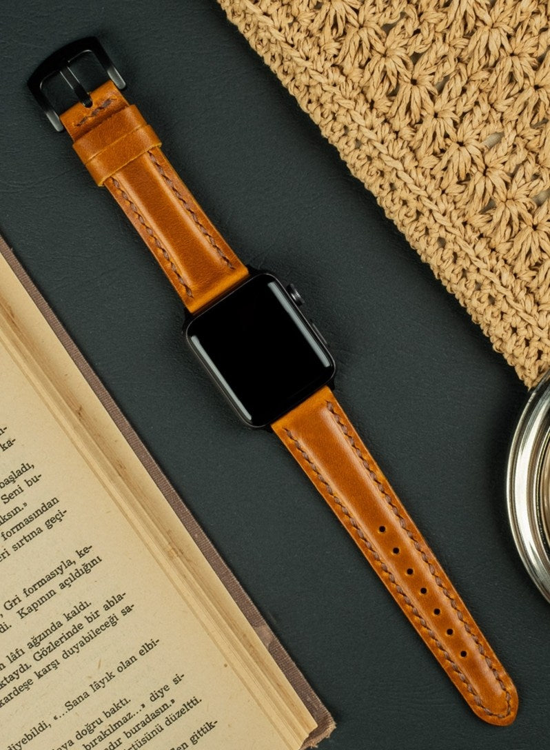 Apple Watch Zuvart Leather Strap - Camel