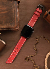 Pueblo Genuine Leather Apple Watch Strap - Red - VAGAVE