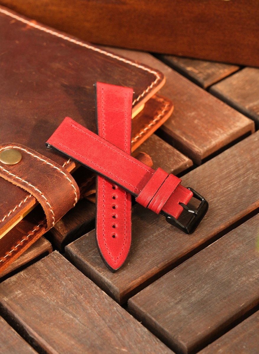 Classic Watch Buttero Leather Strap - Red