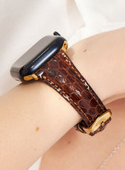 Crop Apple Watch Women Leather Strap - Brown