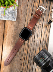 Musap Genuine Leather Apple Watch Strap - Brown - VAGAVE