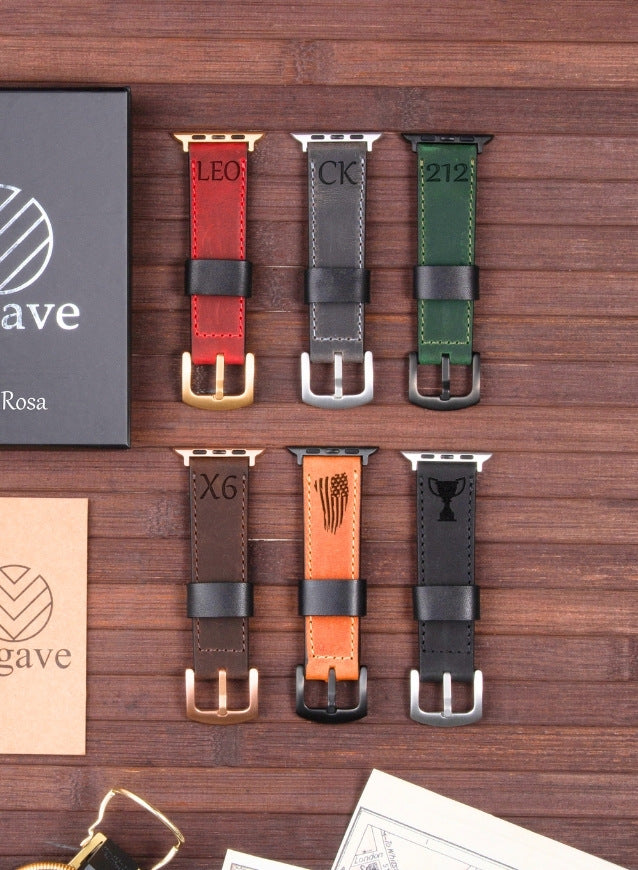Dissam Genuine Leather Apple Watch Strap - Brown - VAGAVE