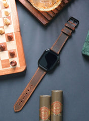 Isnos Genuine Leather Apple Watch Strap - Tan - VAGAVE