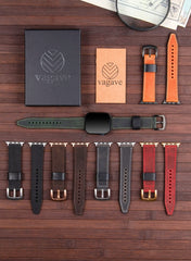 Dissam Genuine Leather Apple Watch Strap - Black - VAGAVE