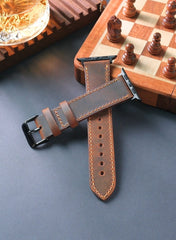 Isnos Genuine Leather Apple Watch Strap - Tan - VAGAVE