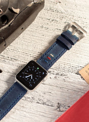 Three Ropes Genuine Leather Apple Watch Strap - Blue