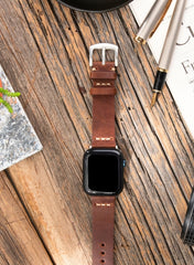 Musap Genuine Leather Apple Watch Strap - Brown - VAGAVE