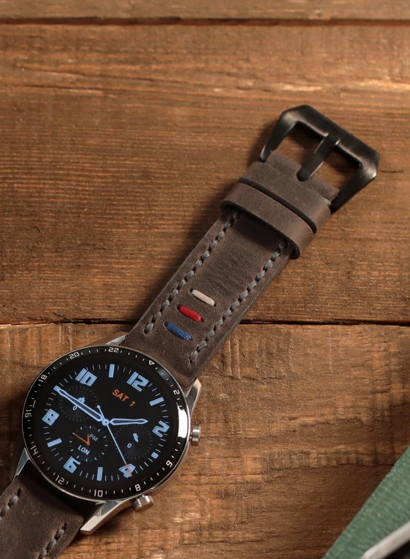 Classic Watch Three Ropes Leather Strap - Gray