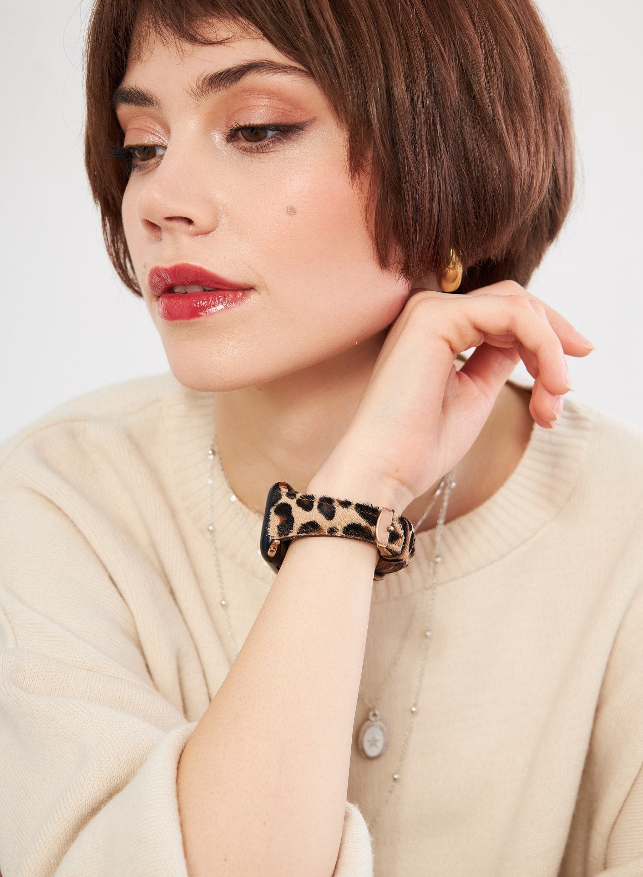 Apple Watch Vadiva Leather Women  Strap - Brown Leopard
