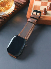 Isnos Genuine Leather Apple Watch Strap - Tan - VAGAVE