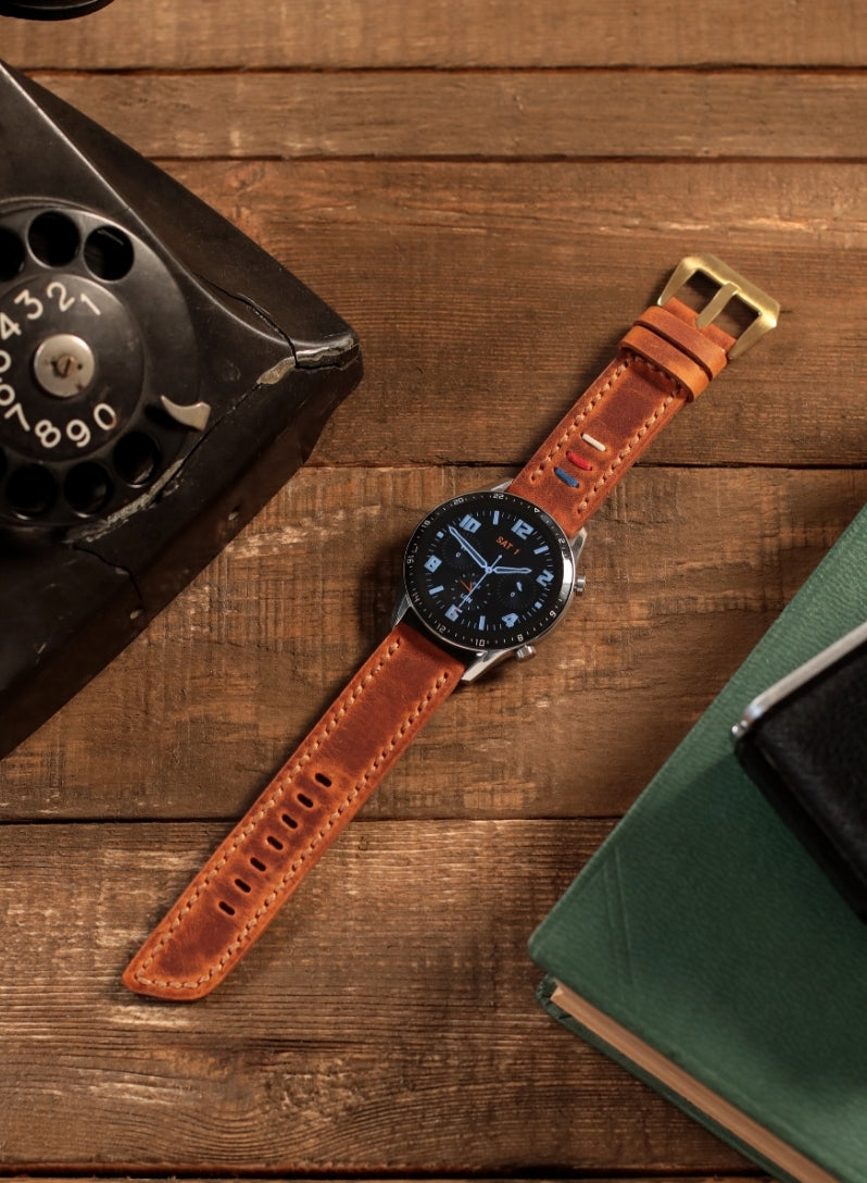 Classic Watch Three Ropes Leather Strap - Camel