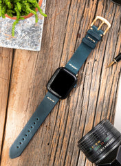 Musap Genuine Leather Apple Watch Strap - Blue - VAGAVE