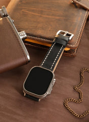 Pueblo Genuine Leather Apple Watch Strap - Black - VAGAVE