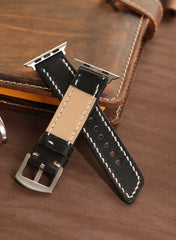 Pueblo Genuine Leather Apple Watch Strap - Black - VAGAVE