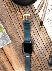 Musap Genuine Leather Apple Watch Strap - Blue - VAGAVE