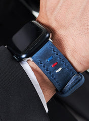 Three Ropes Genuine Leather Apple Watch Strap - Blue