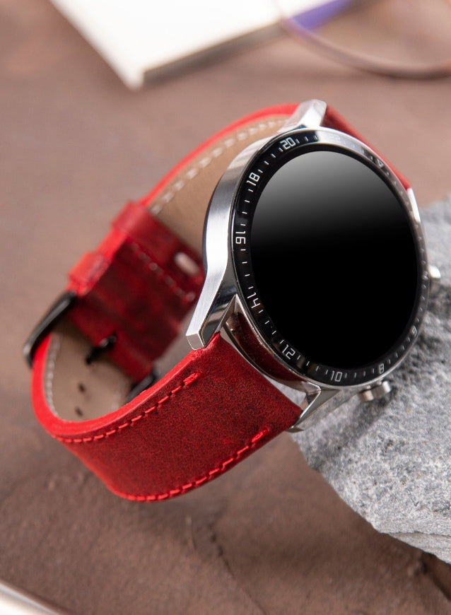 Garmin Watch Crazy Leather Strap - Red