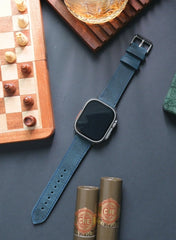 Isnos Genuine Leather Apple Watch Strap - Blue - VAGAVE