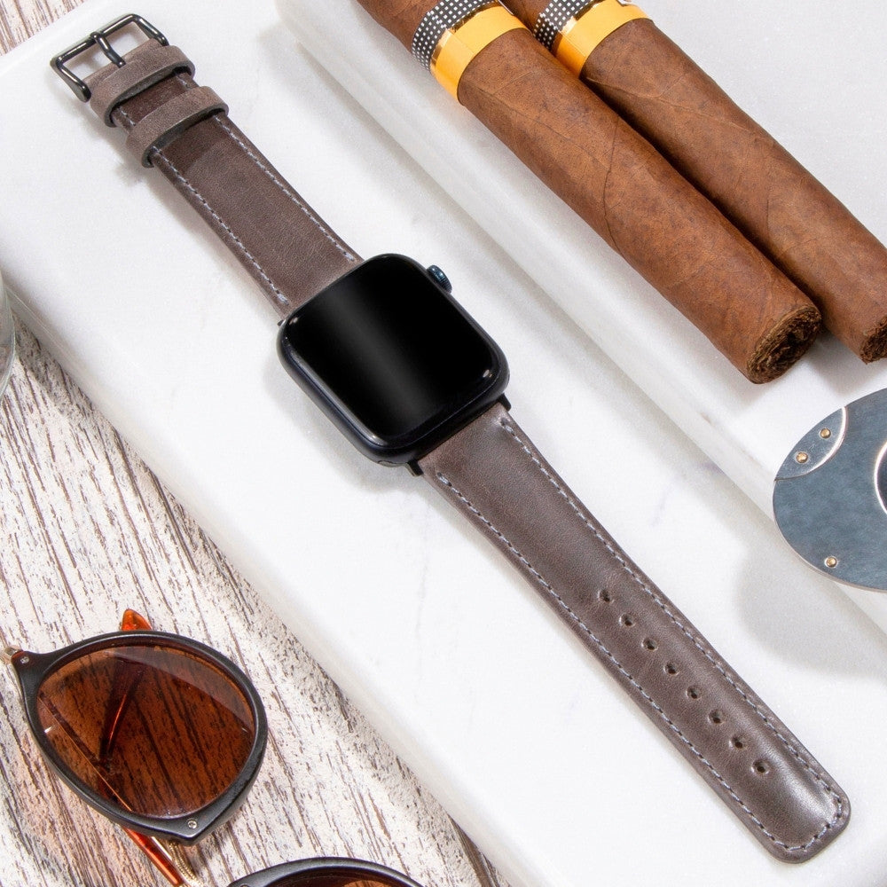 Apple Watch Deri Kordon Gri - Fullup - vagave