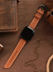 Pueblo Genuine Leather Apple Watch Strap - Camel - VAGAVE